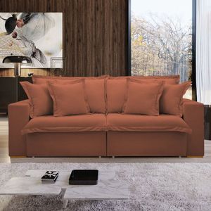 Sofá Cama Retrátil E Reclinável 220cm Arizona Terracota