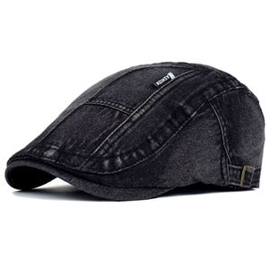 Boina Italiana Jeans Algodão De Jornaleiro Design Liso Ajustável Preto