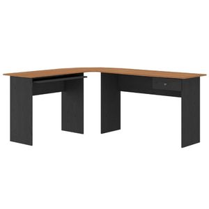 Mesa Para Escritório Em L 1 Gaveta Max Cinamomo - Preto Tx