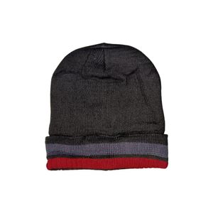 Touca Térmica Gorro De Inverno Com Listras E Forro Quentinha Preto E Vermelho