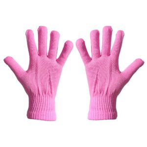 Luva De Lã Tricotada Quente Para Inverno Modelo Adulto Cores Rosa