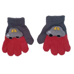 Luva Infantil Kids Térmica Para Inverno Bichinhos Divertida Cinza E Vermelho
