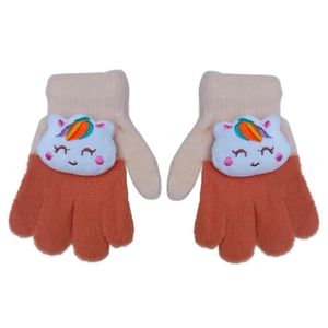 Luva Infantil Kids Térmica Para Inverno Bichinhos Divertida Bege E Marrom