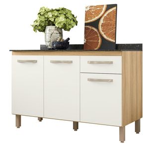 Balcão De Cozinha Fit Com 3 Portas E 1 Gaveta Freijo-off White Freijo-off White