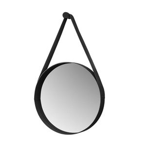 Espelho Decorativo Castanheira De 50 Cm Com Alça Preto Preto