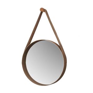 Espelho Decorativo Castanheira De 50 Cm Com Alça Castanho Castanho