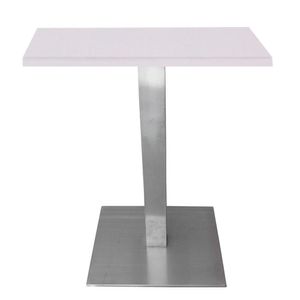 Mesa Alpha Inox 77,50 Cm (altura) Com Tampo Em Mdp Quadrado 80 Cm Branco