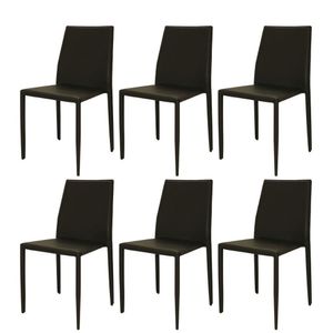 Kit 6 Cadeiras Amanda Glam Rivatti Revestida Em Pvc Marrom Estrutura Metal
