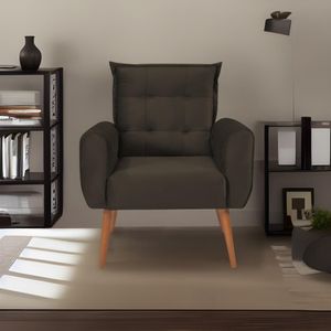Poltrona Decorativa Para Dakota Veludo Matrix - Marrom Marrom