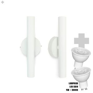 Kit 2 Arandela De Parede Slim Palito - Branco + Led Gu10