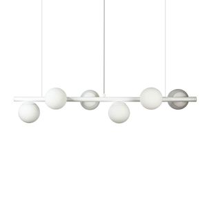 Lustre Pendente Figo Branco - 6 Globos Esfera De Vidro Branco