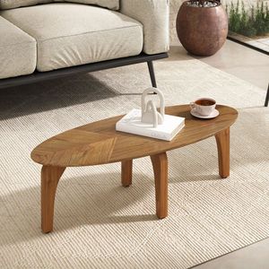 Mesa De Centro Laminada Folha Orgânico 90x40cm Montreal Madeira Mel