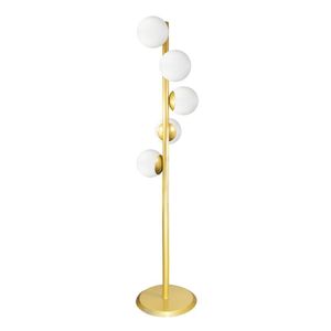 Abajur Coluna Piso Figo Ouro Com Globo De Vidro Branco