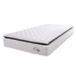 Colchão Solteiro Molas Ensacadas City Pillow Top 88x188x23cm Branco-preto Hellen Branco-pre