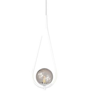 Pendente Lustre On Drop Branco Globo De Vidro Fumê