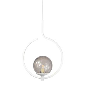 Pendente Lustre On Loop Branco Com Globo De Vidro Fumê