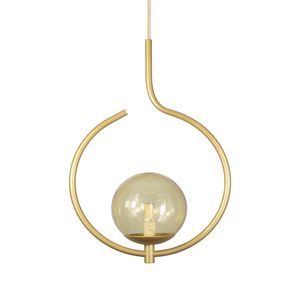 Pendente Lustre On Loop Dourado Com Globo De Vidro Ambar