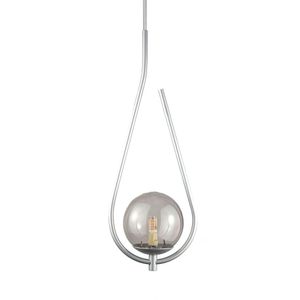 Lustre Pendente On Drop - Prata Com Globo De Vidro Fumê