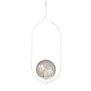Lustre Pendente On Clip - Branco Com Globo De Vidro Fumê