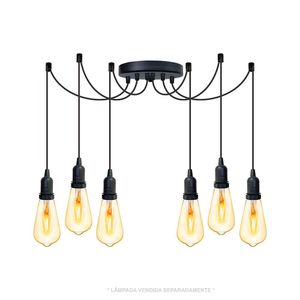 Lustre Aranha Com 6 Pendentes De 2 M + Soquetes