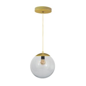 Pendente Globo Esfera De Vidro Cristal 20cm - Ouro