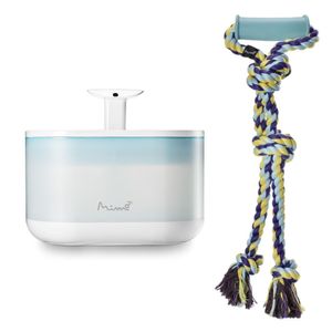 Combo Pet - Fonte De água Breeze Water Fountain 2,2l E Brinquedo De Corda Para Cães Mimo - Pp014k