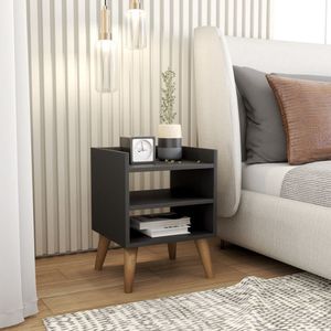 Mesa De Cabeceira Retrô Pés Palito De Madeira Mesinha Lateral Várias Cores Preto