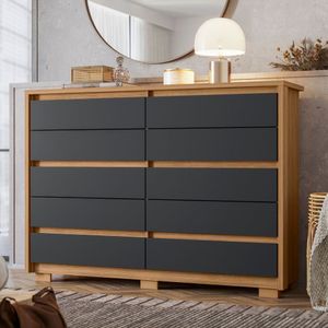 Cômoda 10 Gavetas 151cm X 230cm Duetto Nature- Titanium