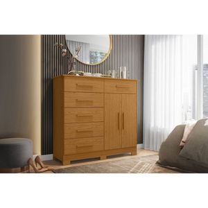 Cômoda 2 Portas 6 Gavetas Em Mdp Xangai Cinamomo