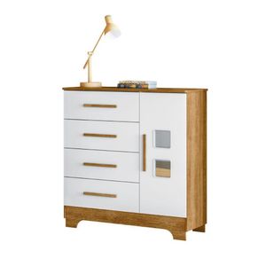 Cômoda Fly 1 Porta E 4 Gavetas Tigus Baby Branco Madeirado Ypê