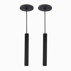 Kit 2 Pendente Tubo Palito Moderno 30cm - Preto