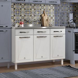 Balcão De Cozinha Em Aço Triplo Star New Telasul Branco