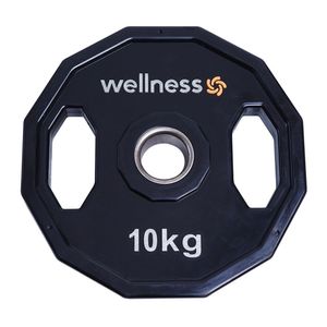 Anilha Olímpica Poliuretano 12 Faces De 10 Kg Wellness - Wk016 Preto