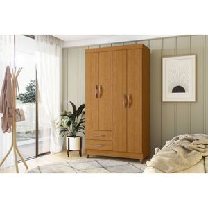 Guarda-roupa Solteiro 4 Portas 2 Gavetas âmbar Cinamomo