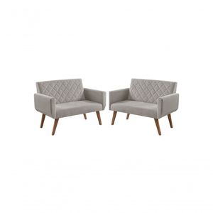 Kit 2 Poltronas 2 Lugares Braço Anabelle Unidecor Bege