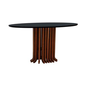 Mesa De Jantar Denver Tampo Oval 160x90cm Amêndoa-preto