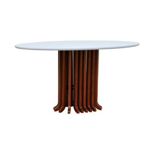 Mesa De Jantar Denver Tampo Oval 160x90cm Amêndoa-branco
