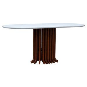 Mesa De Jantar Denver Tampo Oblongo 180x90cm Amêndoa-branco