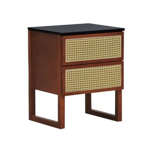 Mesa De Cabeceira Lyon 2 Gavetas - Amêndoa Preto