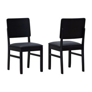Kit 2 Cadeiras Quéops Madeira Maciça Encosto Anatômico Assento Estofado - Preto Corano Preto