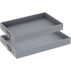Jg 2pç Bandeja Home&amp;co Sintético Xcm Cinza