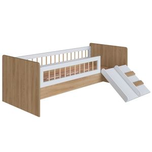 Cama Montessoriana Escada E Escorrega Aft010 Aveiro Oak Branco Comm Aveiro Oak Branco