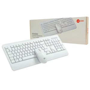 Kit Teclado E Mouse Wireless Lecoo, 2.4 Ghz, Abnt2, 1200dpi, Branco - Kw202wh