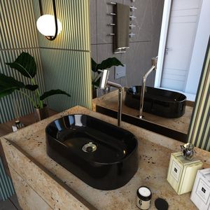 Kit Cuba Ov42 Laila Com Torneira Link 1062 E Válvula Metal Com Sifão E Flexível Preto