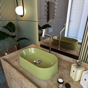 Cuba De Apoio Para Banheiro Laila O42 Oval Compace Verde Acqua
