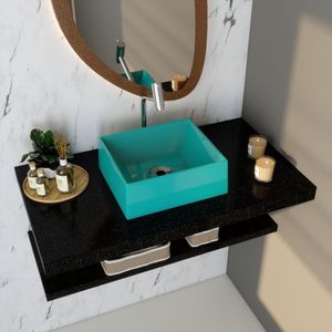 Kit Cuba Rt30 Riviera Com Torneira Link 1062 E Válvula Metal Com Sifão E Flexível Azul Turquesa