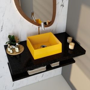 Kit Cuba Rt30 Riviera Com Torneira Link 1062 E Válvula Metal Com Sifão E Flexível Amarelo