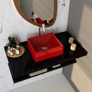 Kit Cuba Rt30 Riviera Com Torneira Link 1062 E Válvula Click Com Sifão E Flexível Vermelho