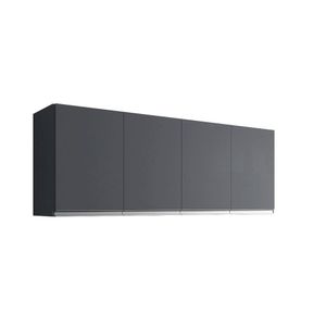 Armário Aéreo Andréia Para Cozinha Com 4 Portas 150 Cm Cinza Fosco