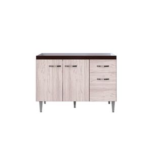 Balcão Armário Para Cozinha Com Tampo 120 Cm Gabriela Castanho-avelã
